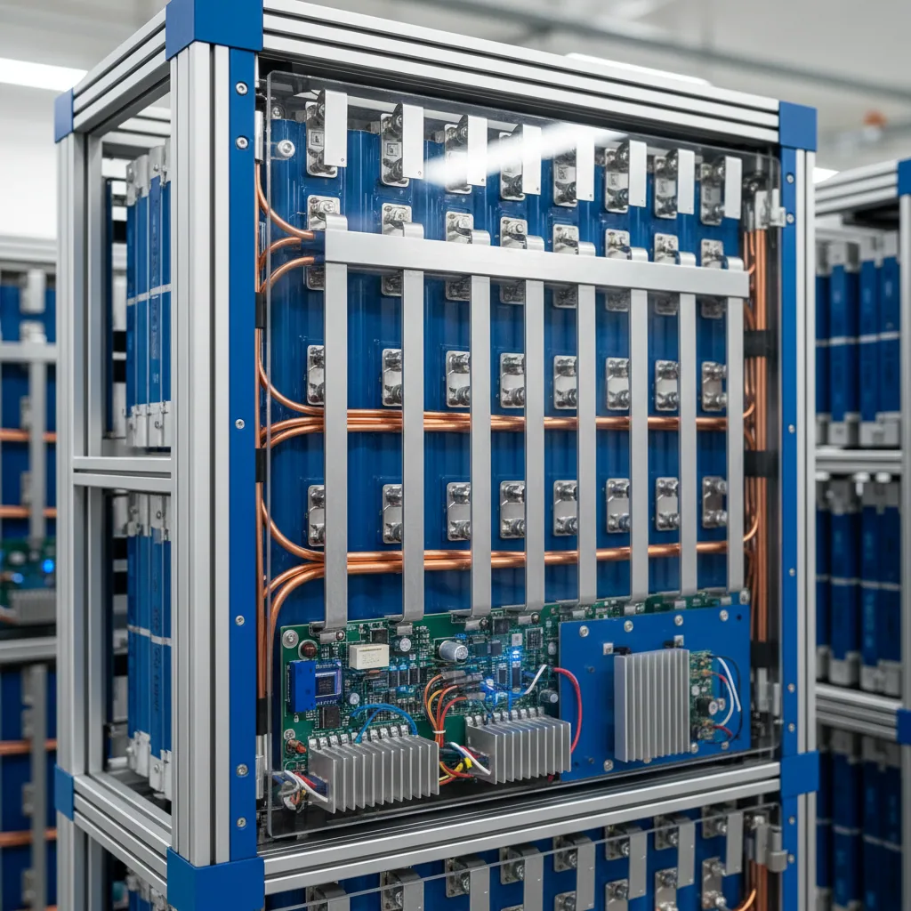 Baterie LFP wewnątrz magazynu energii - technologia litowo-żelazowo-fosforanowa